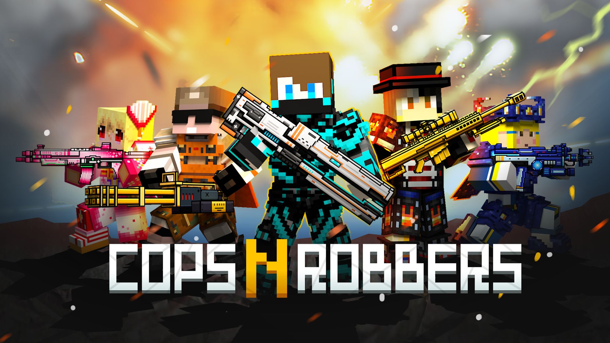 Скачать Cops N Robbers:Pixel Craft Gun: Android Пиксельные игра на телефон и планшет.