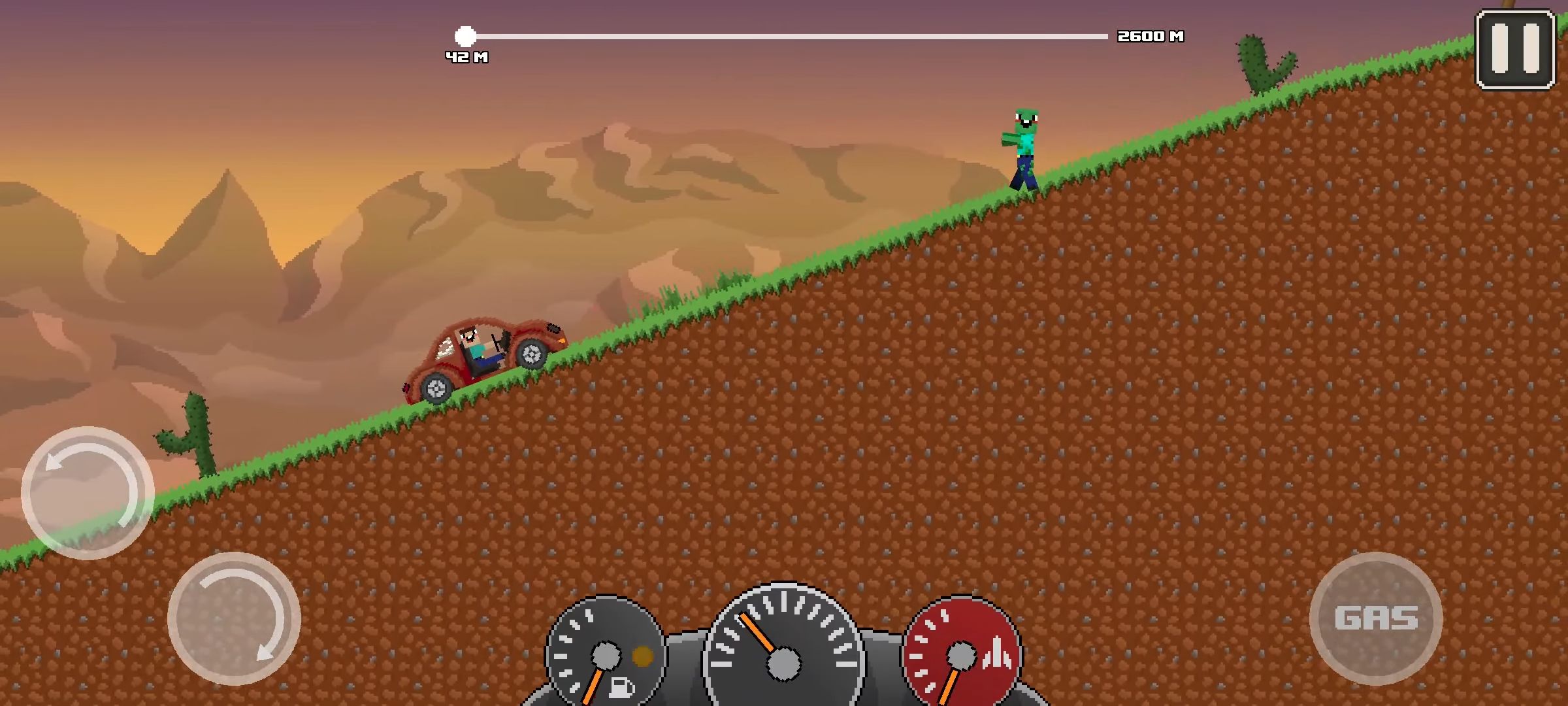 Скачать Noob: Up Hill Racing Car Climb: Android Пиксельные игра на телефон и планшет.