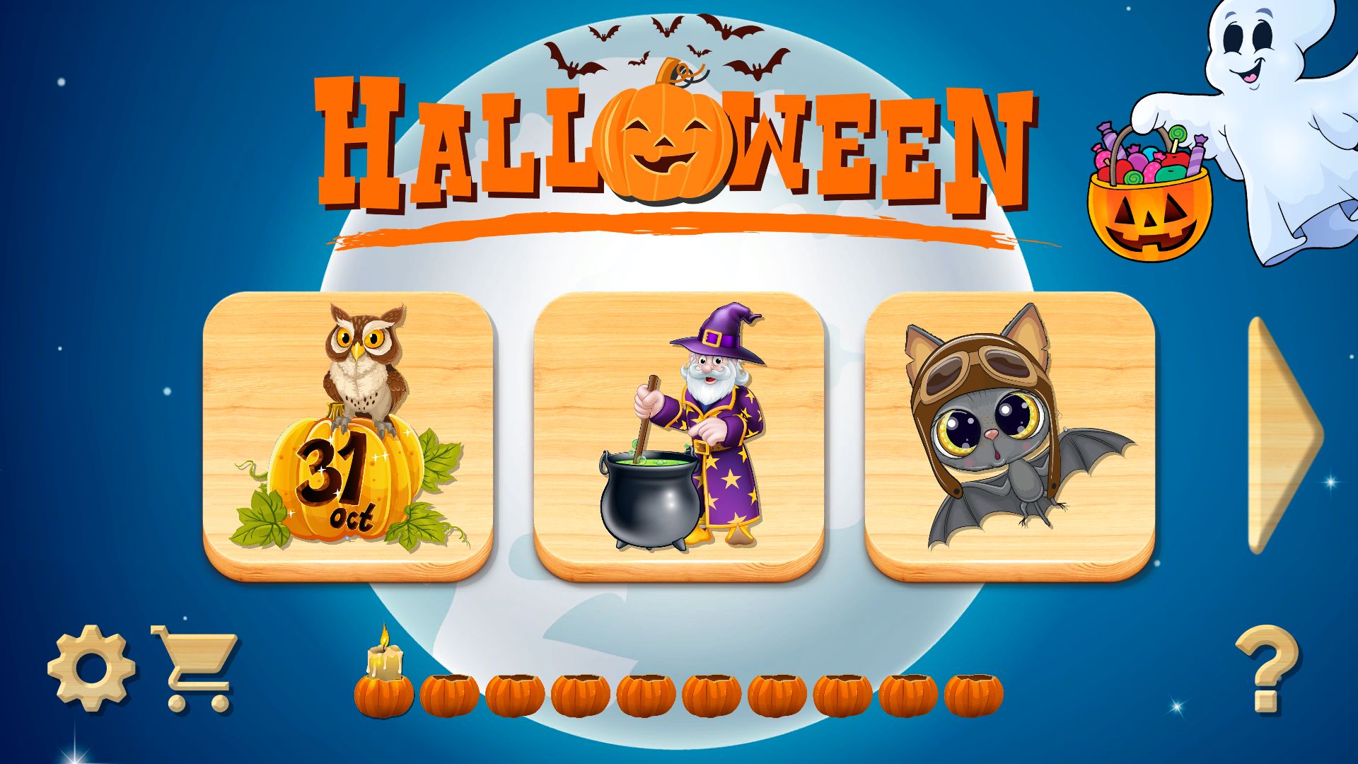 Скачать Halloween Puzzles for Kids: Android Головоломки игра на телефон и планшет.