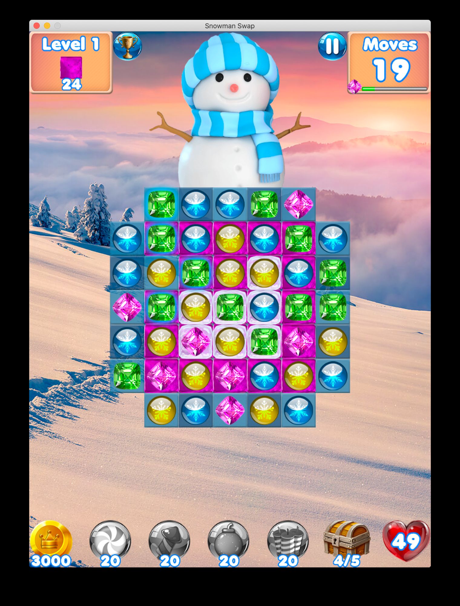 Скачать Snowman Swap - match 3 games and Christmas Games: Android Праздники игра на телефон и планшет.