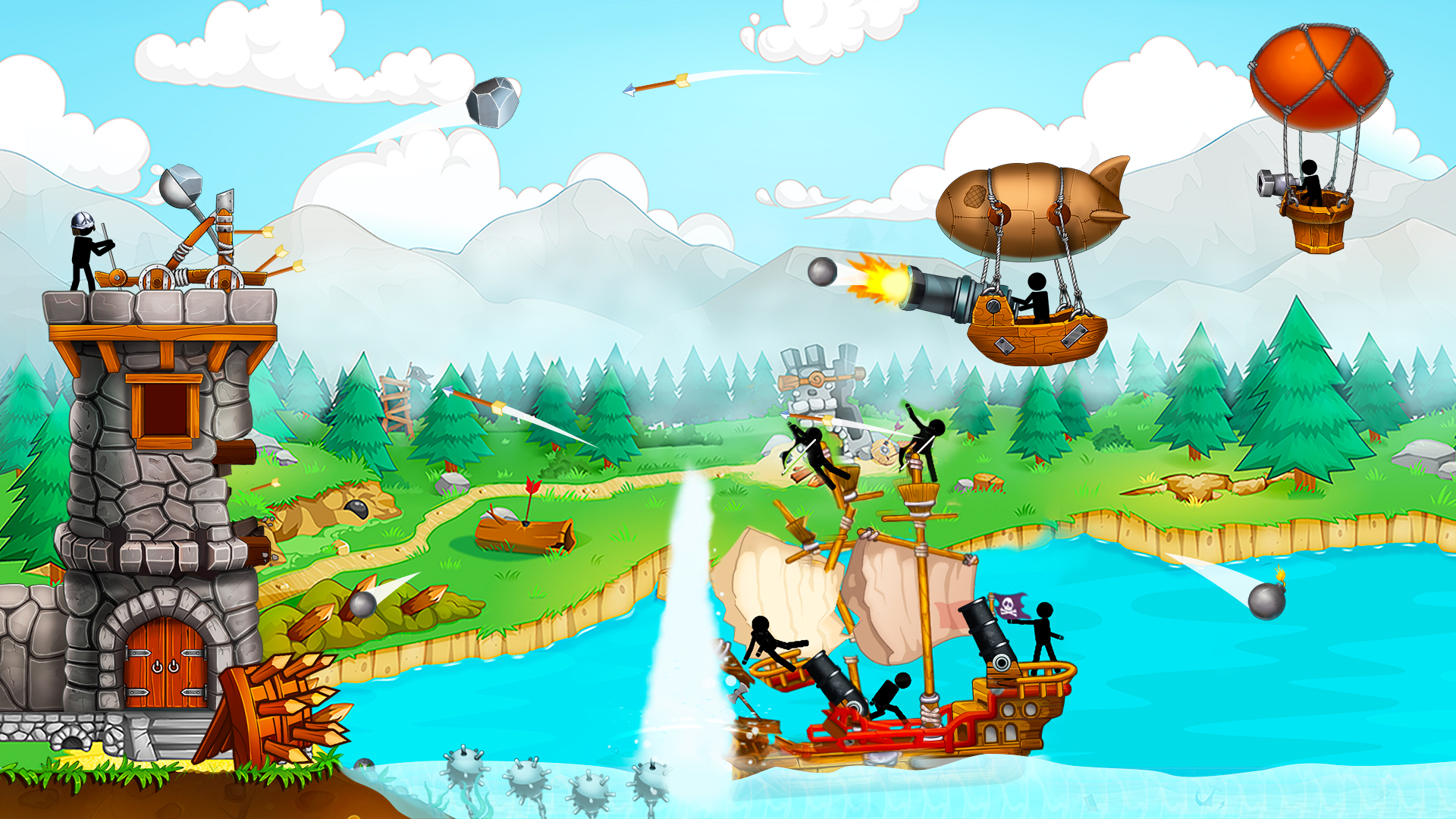 Скачать The Catapult: Stickman Pirates: Android Стрелялки игра на телефон и планшет.