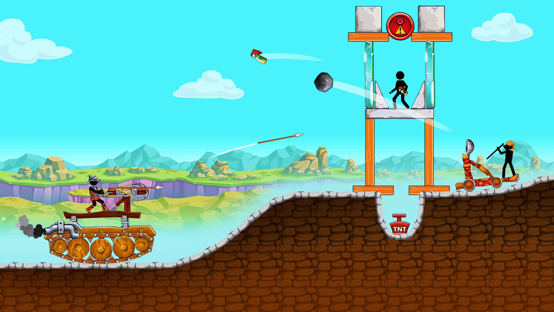 Скачать The Tank: Stick pocket hill: Android С реалистичной физикой игра на телефон и планшет.