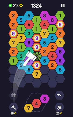 Up 9: Hexa puzzle! Merge numbers to get 9