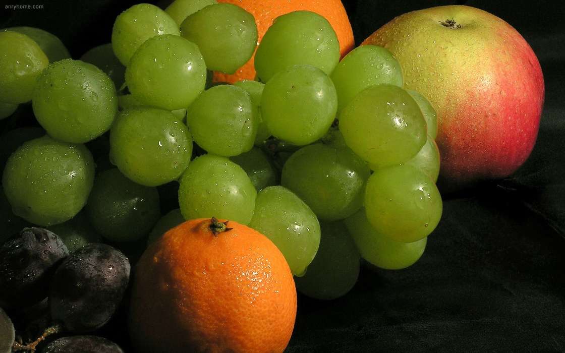 Апельсины, Еда, Фрукты, Виноград