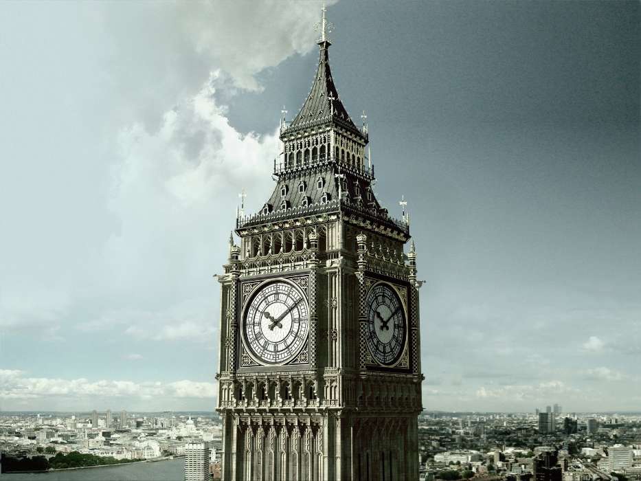 Архитектура, Часы, Биг Бен (Big Ben), Лондон