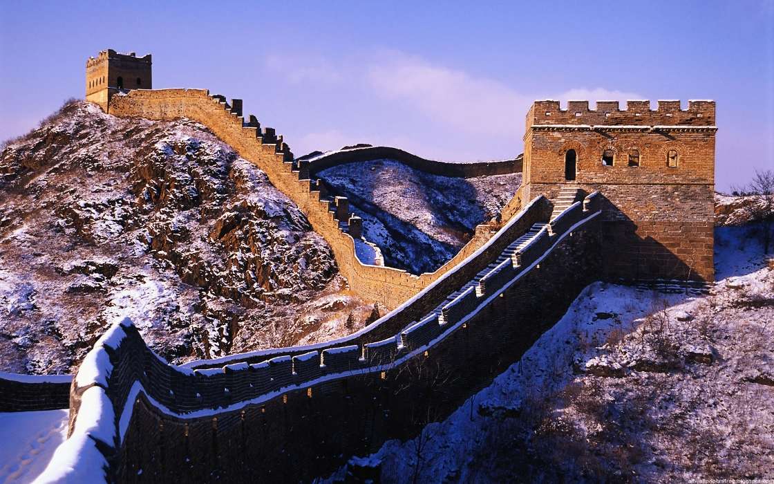 Архитектура, Горы, Пейзаж, Великая Китайская Стена
