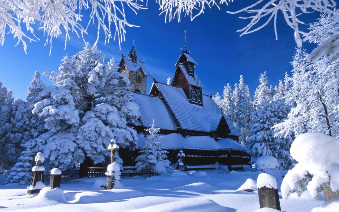 Архитектура, Пейзаж, Снег, Зима