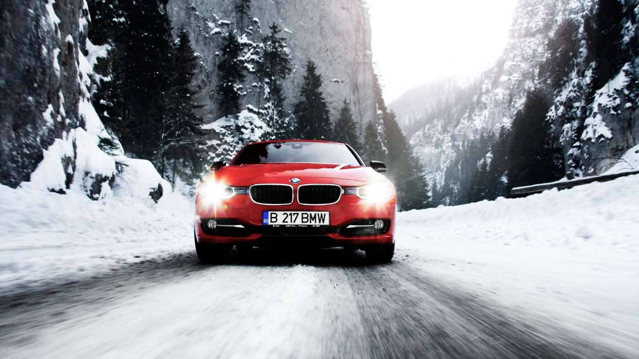 Машины, БМВ (BMW), Дороги, Горы, Снег, Транспорт, Зима