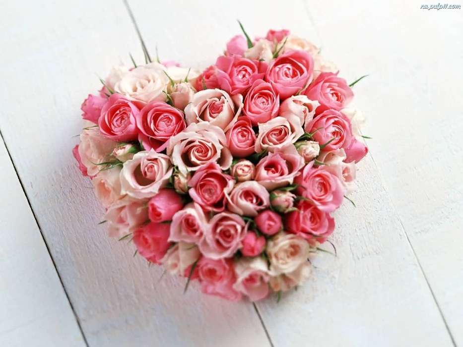 Букеты, Цветы, День святого Валентина (Valentine&#039;s day), Праздники, Растения, Розы, Сердца