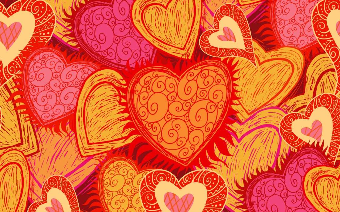 День святого Валентина (Valentine&#039;s day), Любовь, Люди, Рисунки, Сердца