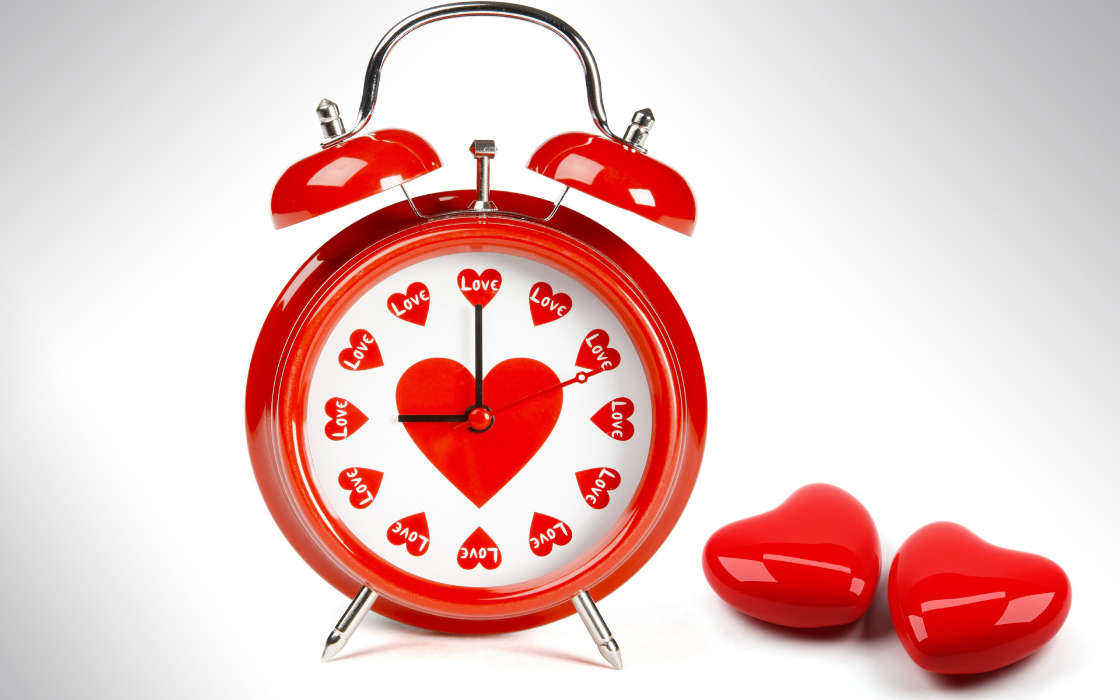День святого Валентина (Valentine&#039;s day), Любовь, Праздники, Сердца, Часы