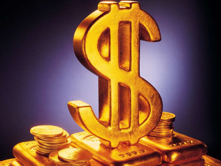 Доллар (Dollar, $), Золото, Логотипы, Фон