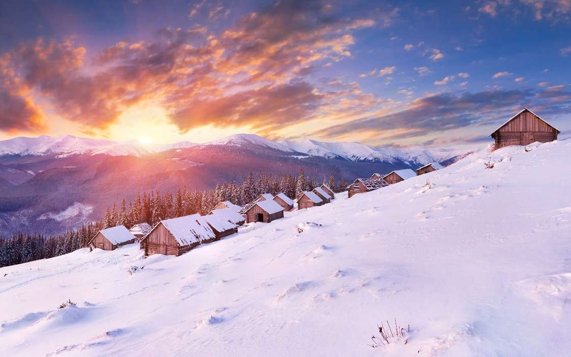 Горы,Пейзаж,Зима