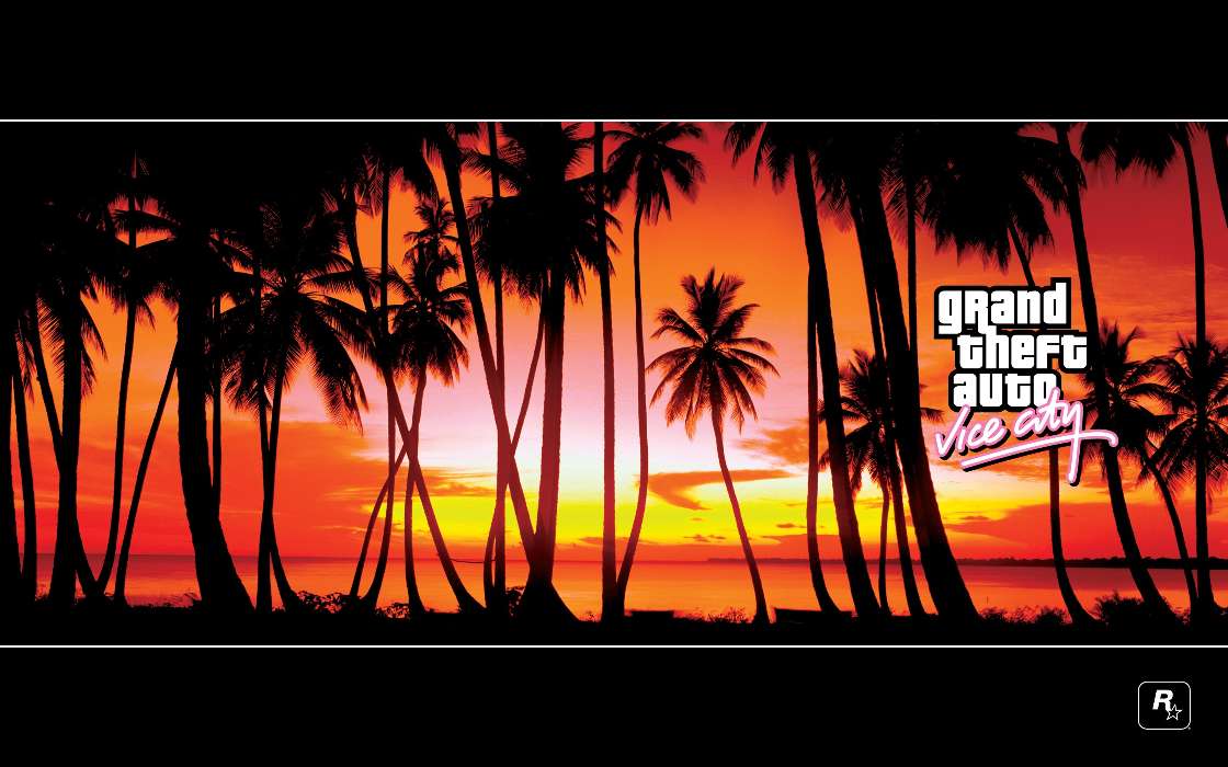 Grand Theft Auto (GTA), Игры, Пальмы, Закат