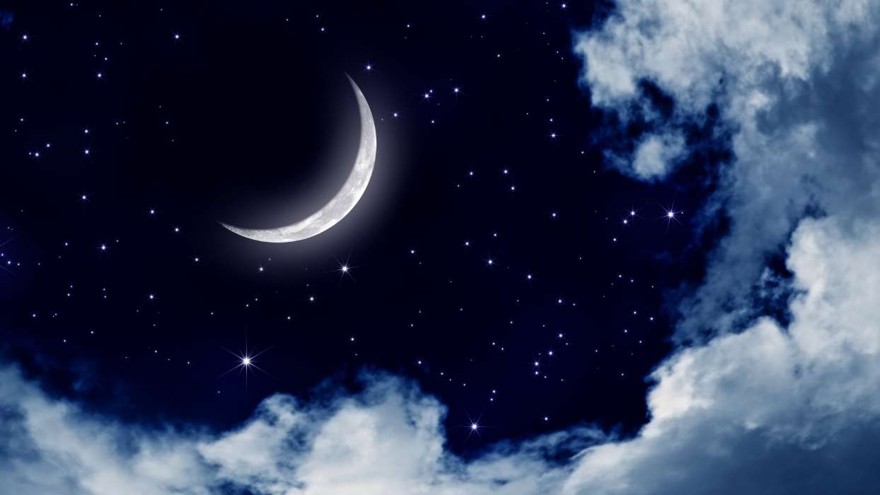 Луна, Небо, Ночь, Облака, Пейзаж