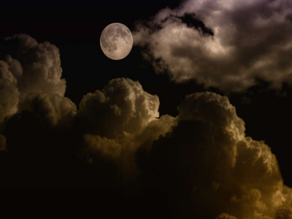 Луна, Небо, Ночь, Пейзаж