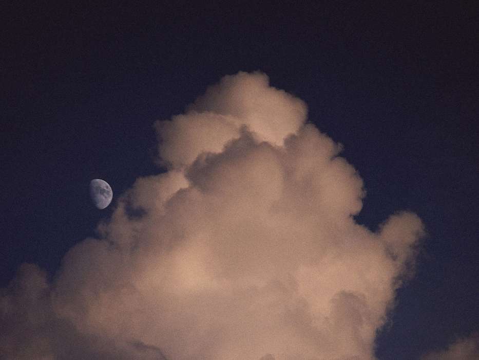 Луна, Небо, Облака, Пейзаж