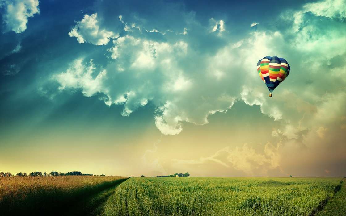 Небо, Пейзаж, Воздушные шары