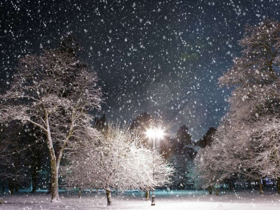 Ночь,Пейзаж,Снег,Зима