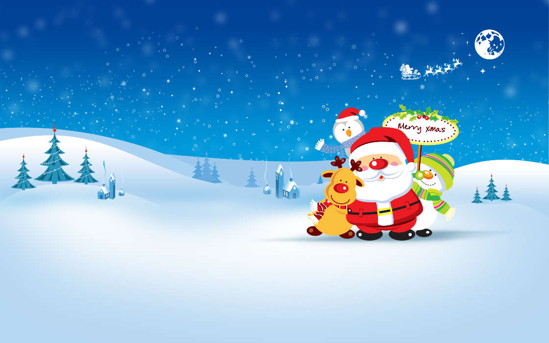 Новый Год (New Year), Праздники, Рисунки, Рождество (Christmas, Xmas), Санта Клаус (Santa Claus)