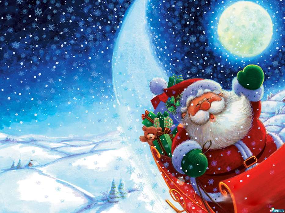 Новый Год (New Year), Праздники, Рисунки, Рождество (Christmas, Xmas), Санта Клаус (Santa Claus), Вода