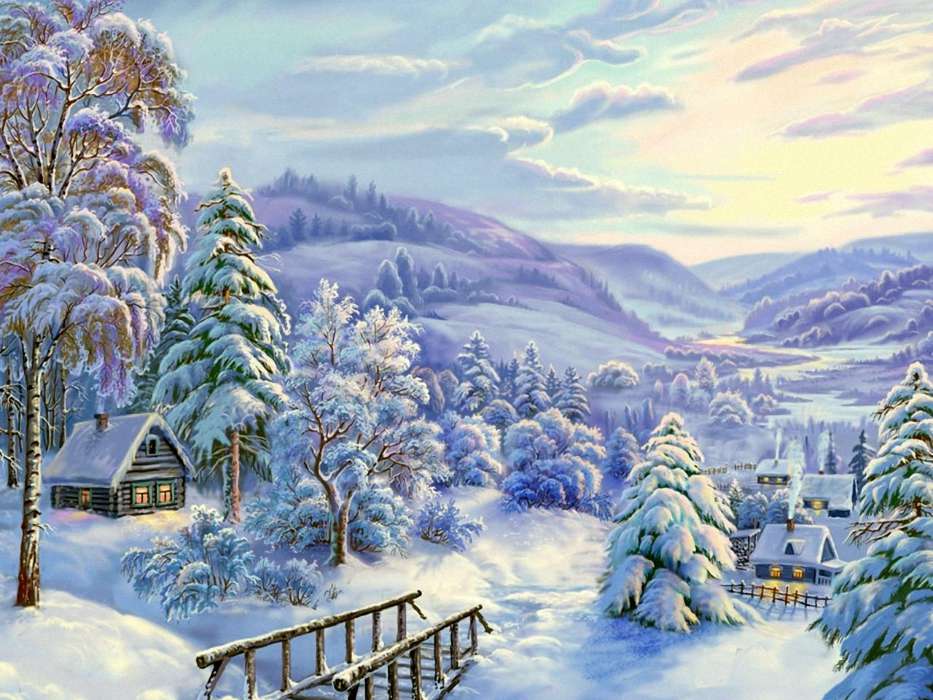 Пейзаж,Рисунки,Зима