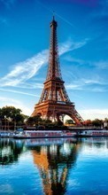 Новые обои на телефон скачать бесплатно: Архитектура, Эйфелева башня, Париж, Пейзаж, Река.