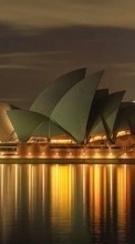 Новые обои 128x160 на телефон скачать бесплатно: Архитектура, Города, Море, Ночь, Пейзаж, Сидней (Sydney).