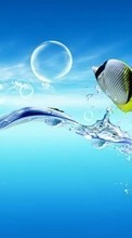 Арт, Пузыри, Рыбы, Вода, Животные для BlackBerry Q10