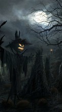 Хэллоуин (Halloween), Луна, Ночь, Пейзаж, Праздники