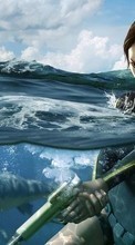 Новые обои 240x320 на телефон скачать бесплатно: Игры, Лара Крофт: Расхитительница Гробниц(Lara Croft: Tomb Raider), Вода.