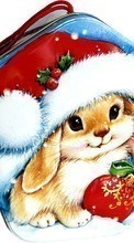 Новые обои на телефон скачать бесплатно: Кролики, Новый Год (New Year), Праздники.
