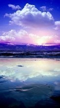 Луна, Море, Небо, Облака, Пейзаж, Закат для Samsung D900
