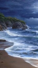 Море, Ночь, Пейзаж, Пляж, Рисунки для Samsung Galaxy Note 4