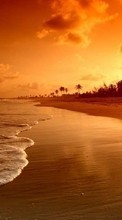 Закат, Море, Пейзаж, Пляж для Sony Ericsson W880