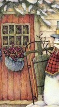 Снеговики, Новый Год (New Year), Рисунки, Рождество (Christmas, Xmas) для Apple iPad 4