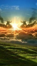 Облака, Пейзаж, Солнце, Трава для Samsung Galaxy Ace 3