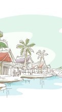 Пальмы,Пляж,Рисунки для HTC One M9
