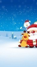 Новые обои на телефон скачать бесплатно: Праздники, Рисунки, Рождество (Christmas, Xmas), Санта Клаус (Santa Claus), Снег, Зима.