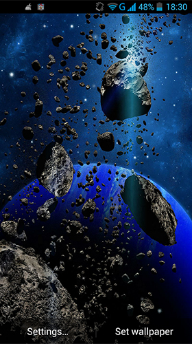Скачать бесплатные живые обои Космос для Андроид на рабочий стол планшета: Asteroids by LWP World.