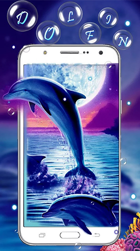 Скачать бесплатные живые обои 3D для Андроид на рабочий стол планшета: Blue dolphin by Live Wallpaper Workshop.