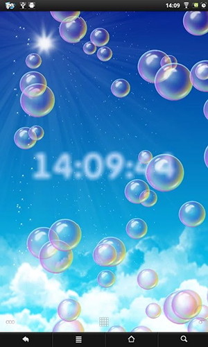 Скачать бесплатные живые обои Фон для Андроид на рабочий стол планшета: Bubbles & clock.