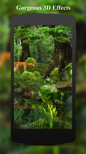 Скачать бесплатные живые обои Пейзаж для Андроид на рабочий стол планшета: Deer and nature 3D.