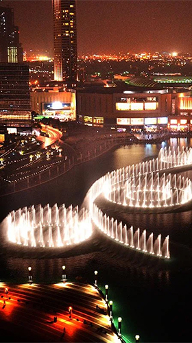 Скачать бесплатные живые обои Пейзаж для Андроид на рабочий стол планшета: Dubai fountain.