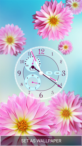 Скачать бесплатные живые обои Цветы для Андроид на рабочий стол планшета: Flower clock by Thalia Spiele und Anwendungen.