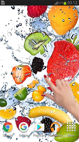 Скачать бесплатные живые обои Фрукты/еда для Андроид на рабочий стол планшета: Fruits in the water.