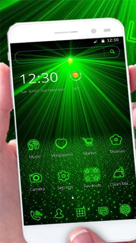 Скачать бесплатные живые обои Абстрактные для Андроид на рабочий стол планшета: Laser green light.