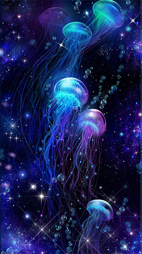 Скачать бесплатные живые обои Аквариумы для Андроид на рабочий стол планшета: Luminous jellyfish HD.