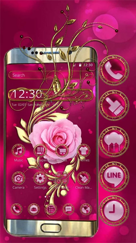 Скачать бесплатные живые обои С часами для Андроид на рабочий стол планшета: Luxury vintage rose.