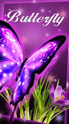 Скачать бесплатные живые обои Животные для Андроид на рабочий стол планшета: Neon butterfly 3D.